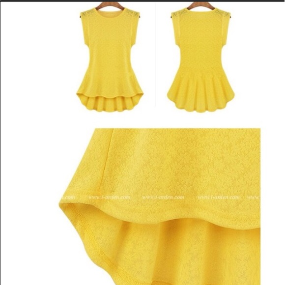 NWT Yellow Peplum Top - Picture 2 of 6